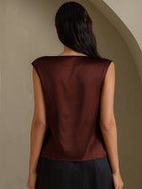 [Bitter Chocolate] SilkSilky-AU Cap Sleeve Cowl Neck Women's T-Shirt 002
