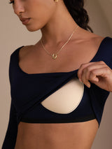 [Dark Blue] SilkSilky-AU Long Sleeve U Neck Women's T-Shirt 005
