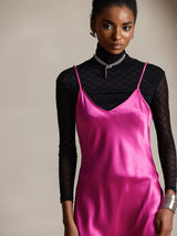 [Rose Red] SilkSilky-AU Sleeveless V Neck Dress 003