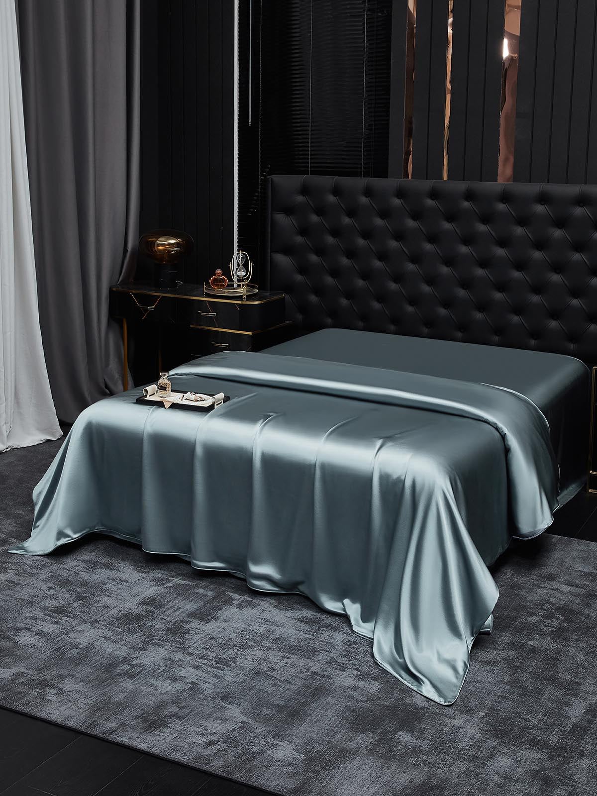 [Grayish Blue] SilkSilky-AU 19Momme Pure Silk Duvet Cover 001