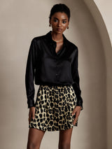 [Black] SilkSilky-AU Long Sleeve Lapel Collar Women's Shirt 004