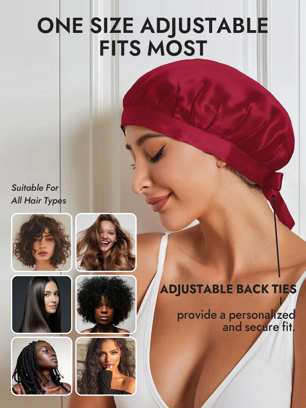 [Wine] SilkSilky-AU Pure Silk Sleep Cap 005