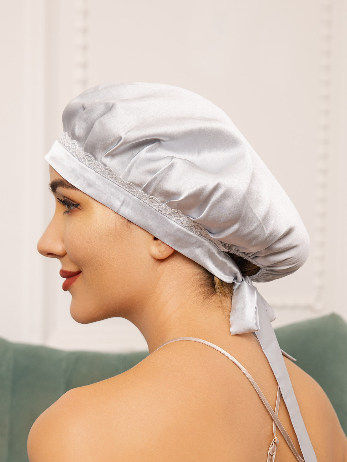 SilkSilky-AU Pure Silk Sleep Cap Silver 001