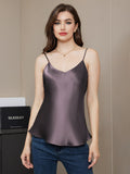 SilkSilky-AU Pure Silk Sleeveless V Neck Camisole PurpleGray 005