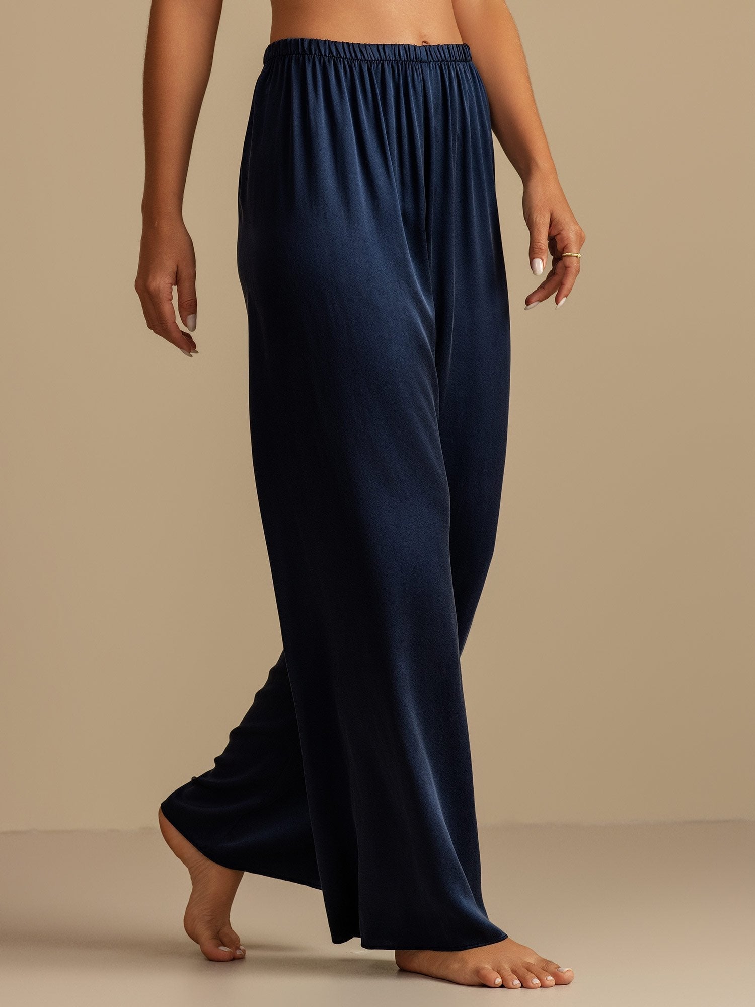 [Dark Blue] SilkSilky-AU 19Momme Machine-Washable Silk Womens Sleep Bottoms 003