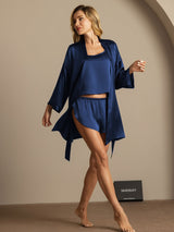 [Dark Blue] SilkSilky-AU 3/4 Sleeve Scoop Neck Women's Pyjamas 006