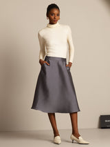 [Gray] SilkSilky-AU 32Momme Wool Skirt 005