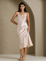 [Beige] SilkSilky-AU Sleeveless Dress 003