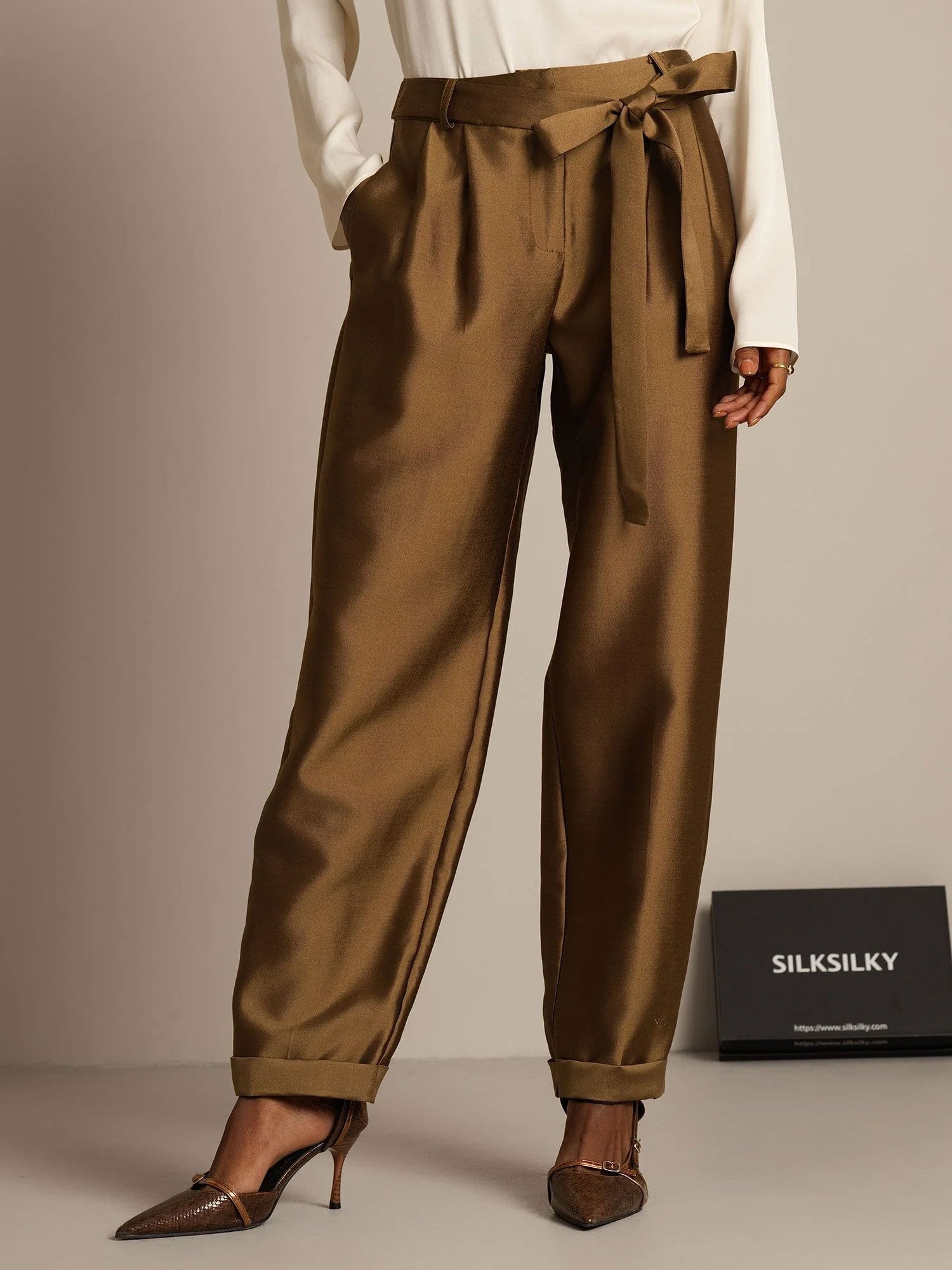 [Bronze] SilkSilky-AU 32Momme Wool Womens Pants 001