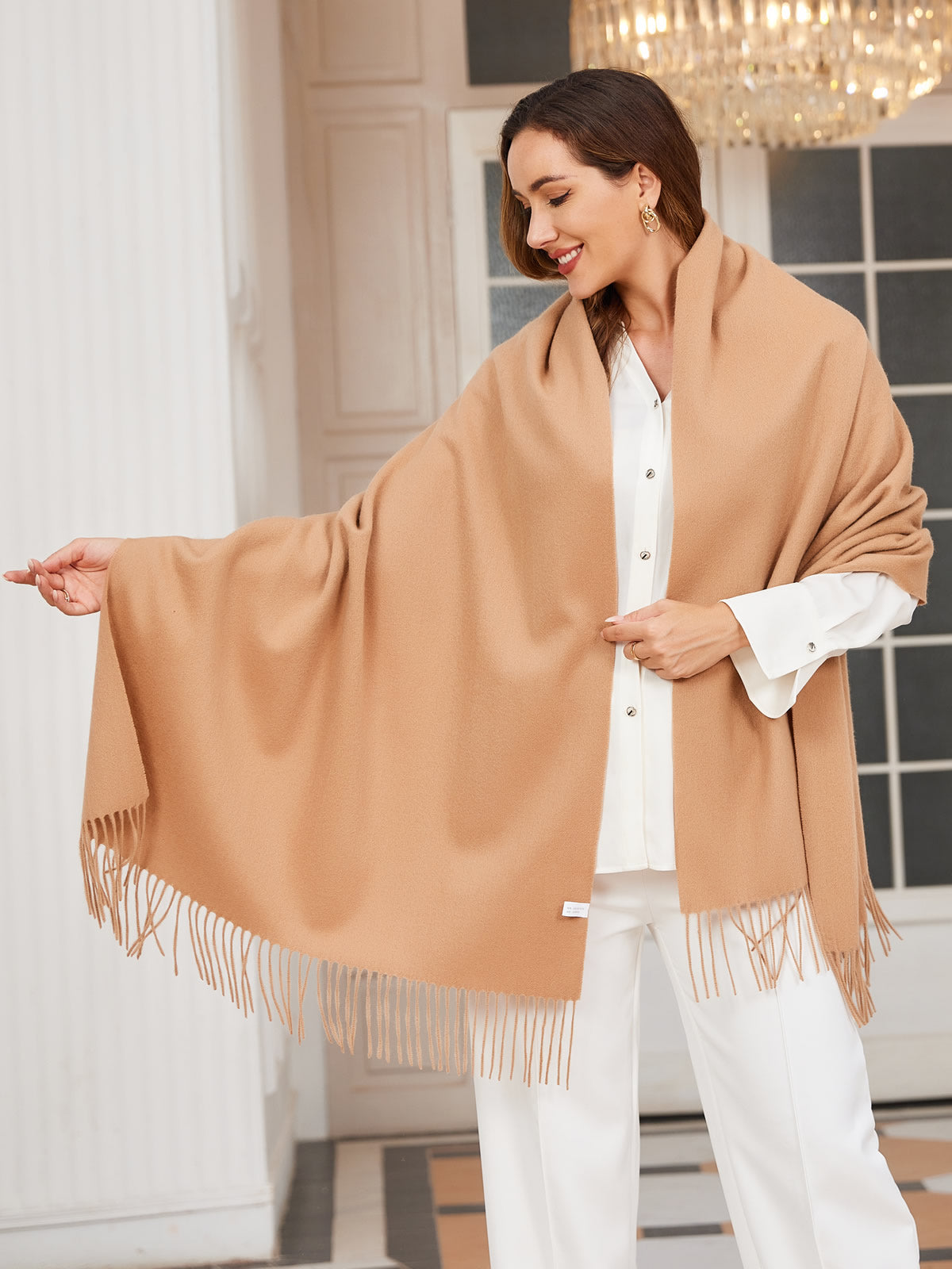 [Tan] SilkSilky-AU Wool Scarf 002