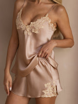 [Pink] SilkSilky-AU Sleeveless V Neck Camisole Set 006