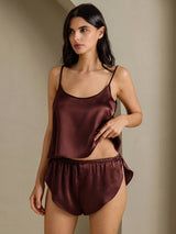 [Brown] SilkSilky-AU Spaghetti Strap Camisole Set 008
