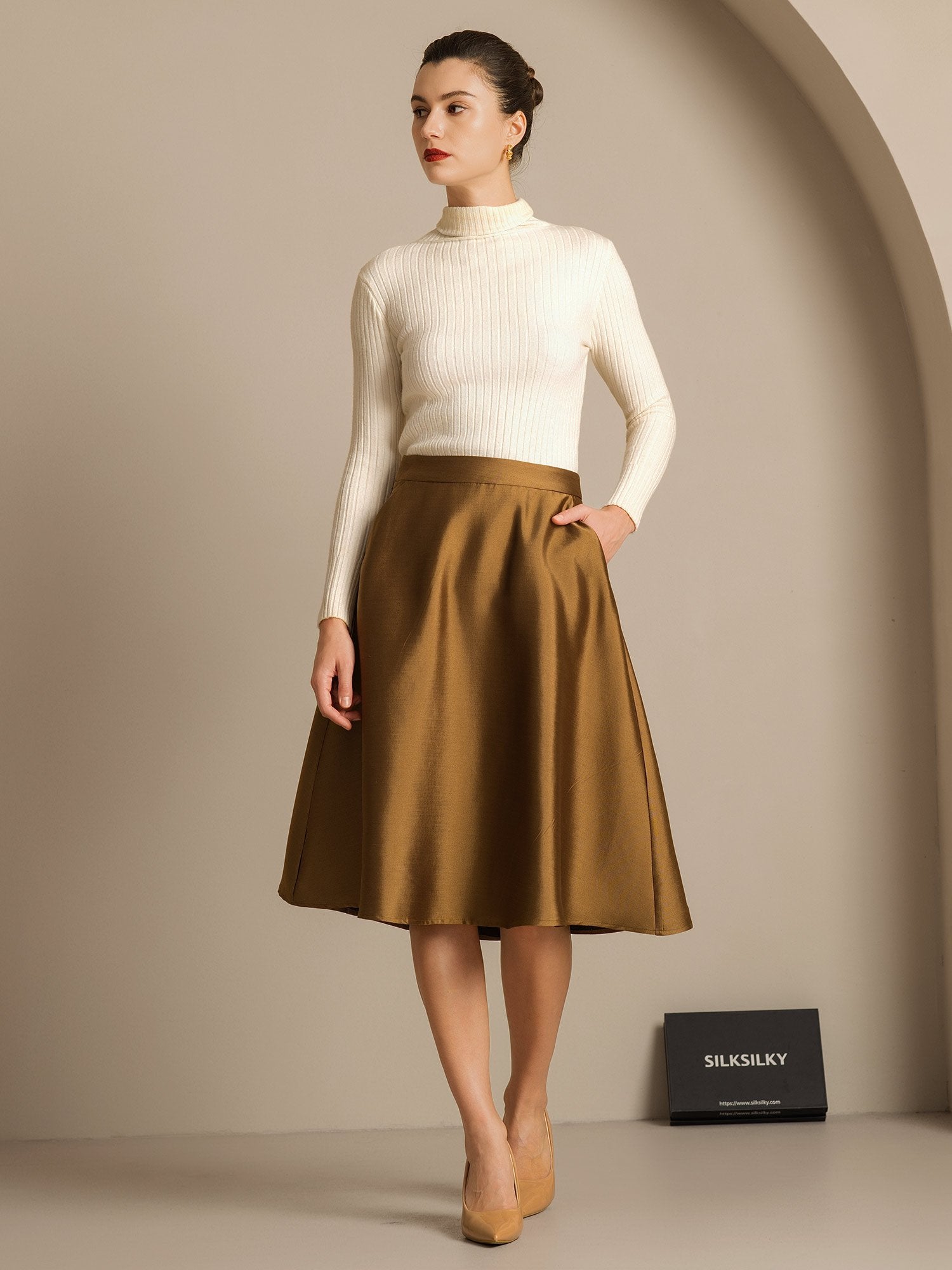 [Bronze] SilkSilky-AU 32Momme Wool Skirt 005