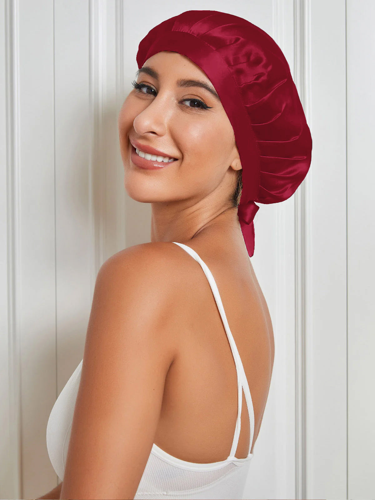 SilkSilky-AU Pure Silk Sleep Cap Wine 004