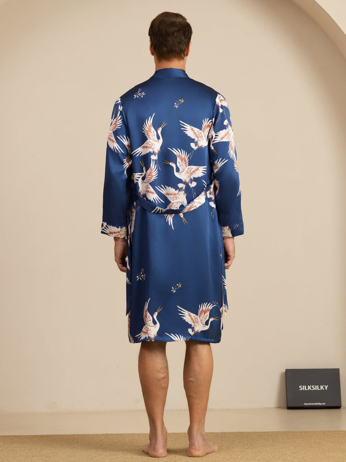 [Dark Blue] SilkSilky-AU 19Momme Long Sleeve Mens Pajamas 002