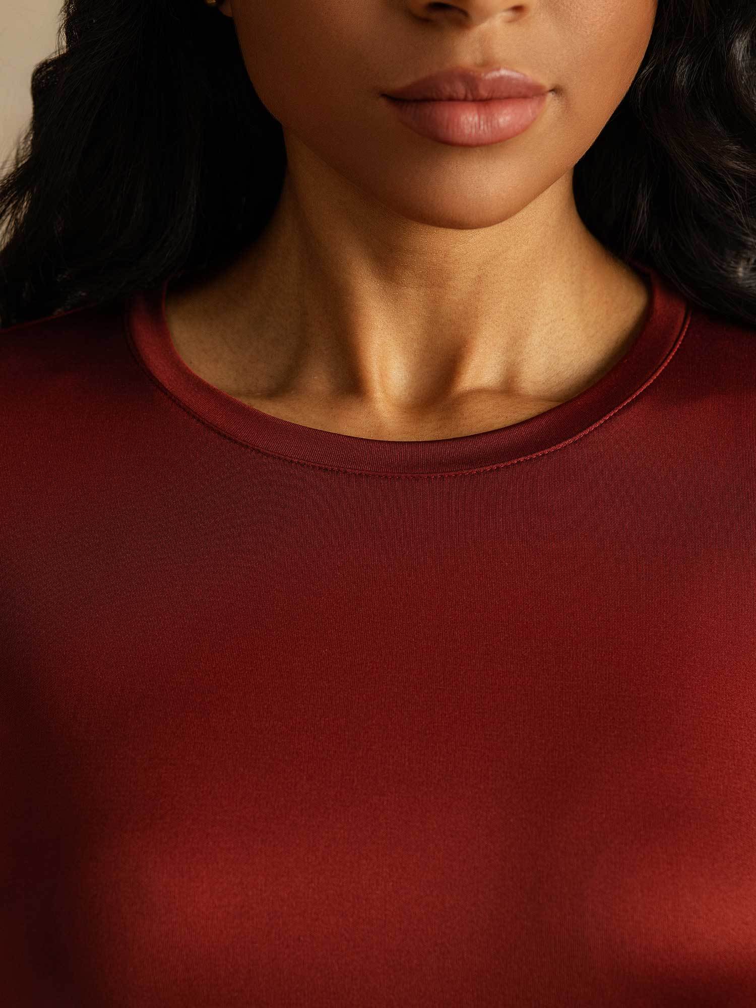 [Fired Brick] SilkSilky-AU Pure Silk Womens T-Shirt 004,