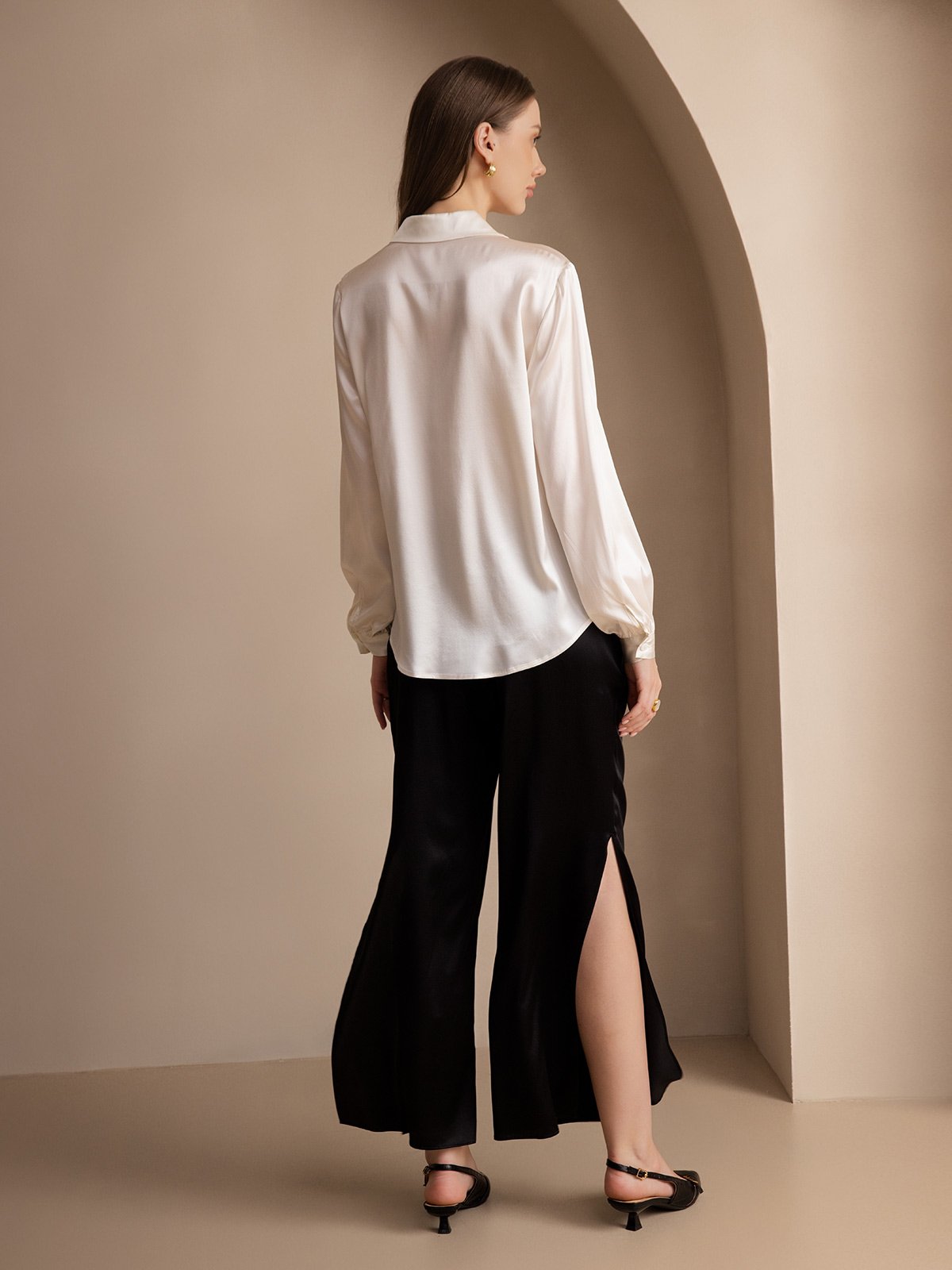 [Black] SilkSilky-AU 19Momme Silk Womens Pants 002