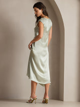 [Light Green] SilkSilky-AU Cap Sleeve Scoop Neck Dress 002
