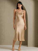 [Champagne Gold] SilkSilky-AU Sleeveless Dress 001