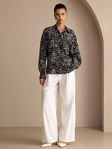 [Black Wave] SilkSilky-AU Long Sleeve Lapel Collar Women's Shirt 004