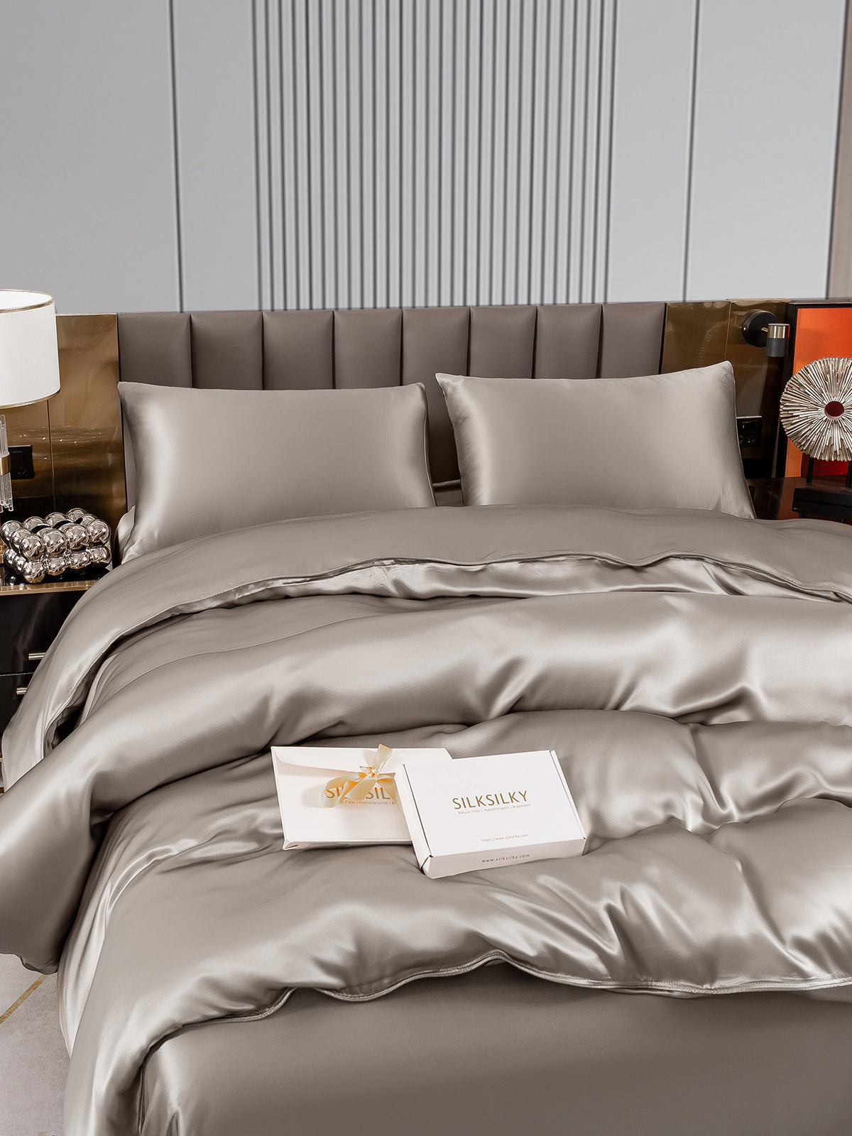 [Gray] SilkSilky-AU 22Momme Bedding Set 005