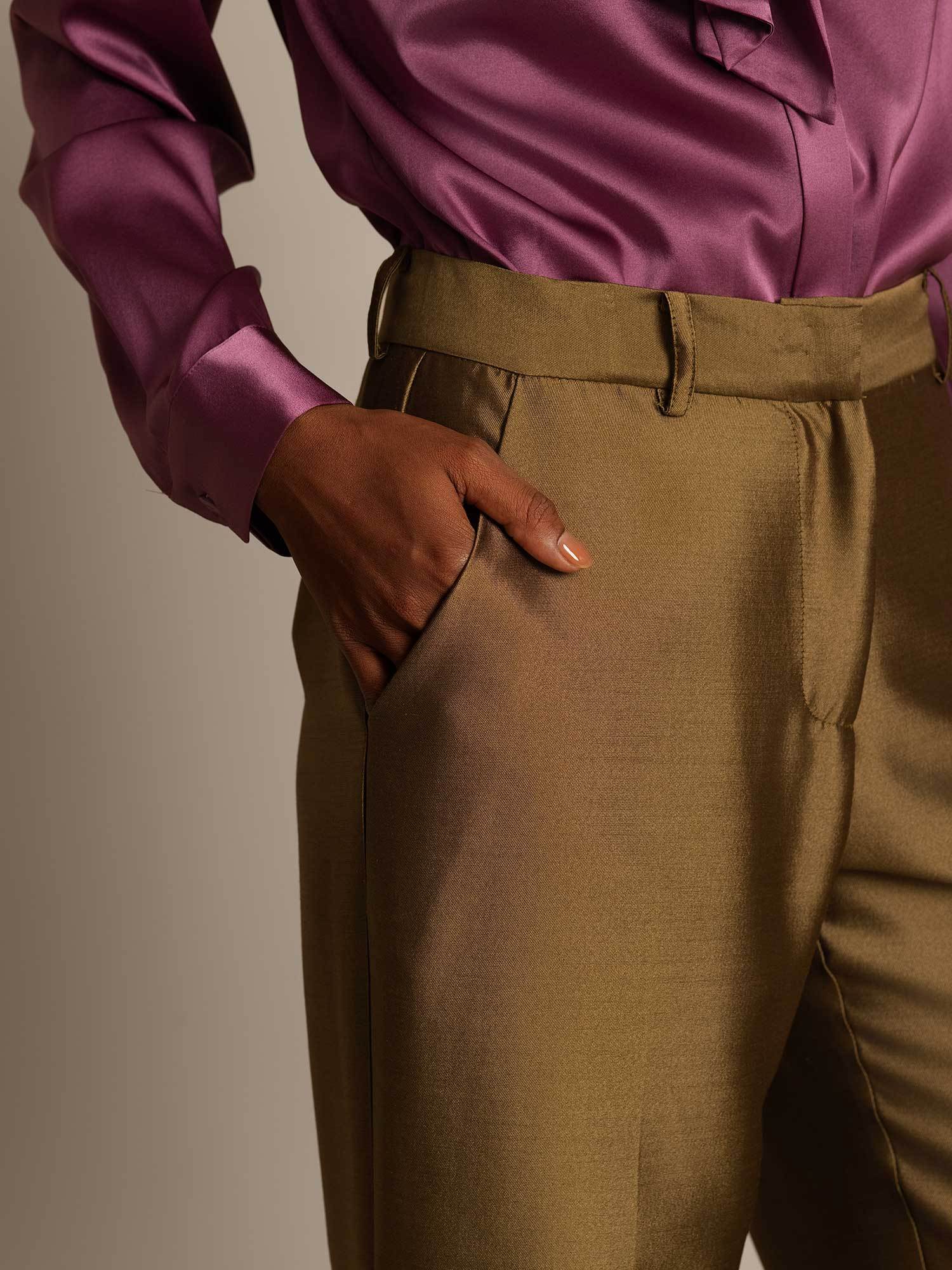 [Bronze] SilkSilky-AU 32Momme Wool Womens Pants 004,