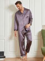 [Purple Gray] SilkSilky-AU Long Sleeve Notch Collar Men's Pyjamas 004