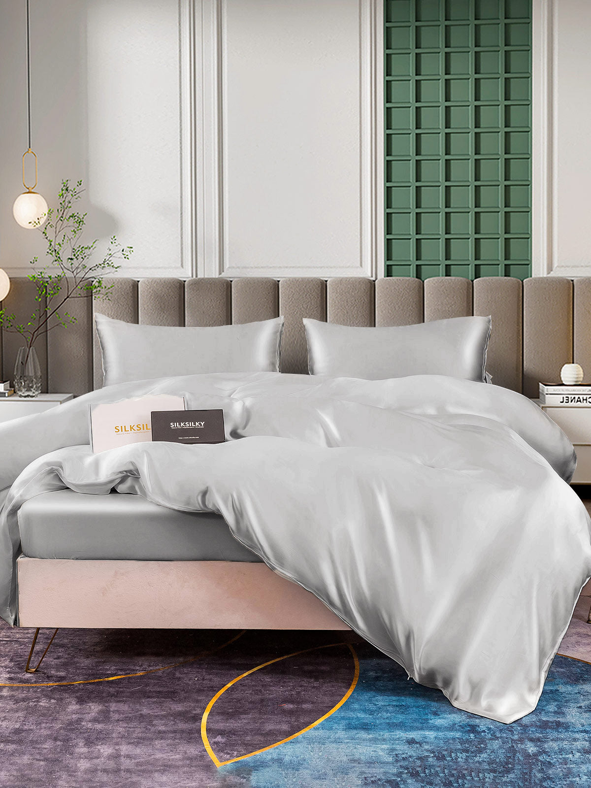 [Silver] SilkSilky-AU 25Momme Pure Silk Bedding Set 006
