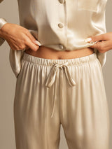 [Champagne] SilkSilky-AU Long Sleeve Lapel Collar Women's Pyjamas 007