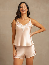 [Pink] SilkSilky-AU Sleeveless V Neck Camisole Set 007