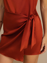 [Caramel] SilkSilky-AU Sleeveless Cowl Neck Dress 005