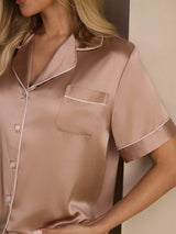 [Tuscany] SilkSilky-AU Short Sleeve Lapel Collar Women's Pyjamas 004