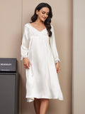 SilkSilky AU Pure Silk Long Sleeve Nightgown White 003