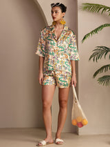 [Sand Crocodile] SilkSilky-AU Short Sleeve Notch Collar Women's Pyjamas 007