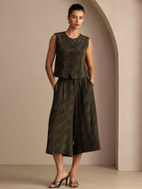[Pine Vintage] SilkSilky-AU Sleeveless Crew Neck Women's Outfit Sets 001