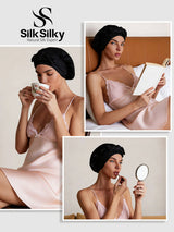 [Black] SilkSilky-AU Sleep Cap 006