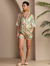 [Sand Crocodile] SilkSilky-AU Short Sleeve Notch Collar Women's Pyjamas 003