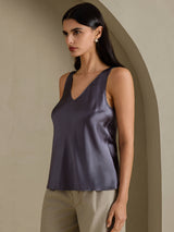 [Dark Gray] SilkSilky-AU Sleeveless V Neck Camisole 006