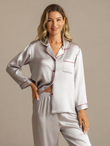 [Silver] SilkSilky-AU Long Sleeve Notch Collar Women's Pyjamas 003
