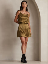 [Brown] SilkSilky-AU 19Momme Stretch Silk Charmeuse Spaghetti Strap Scoop Neck Camisole 006