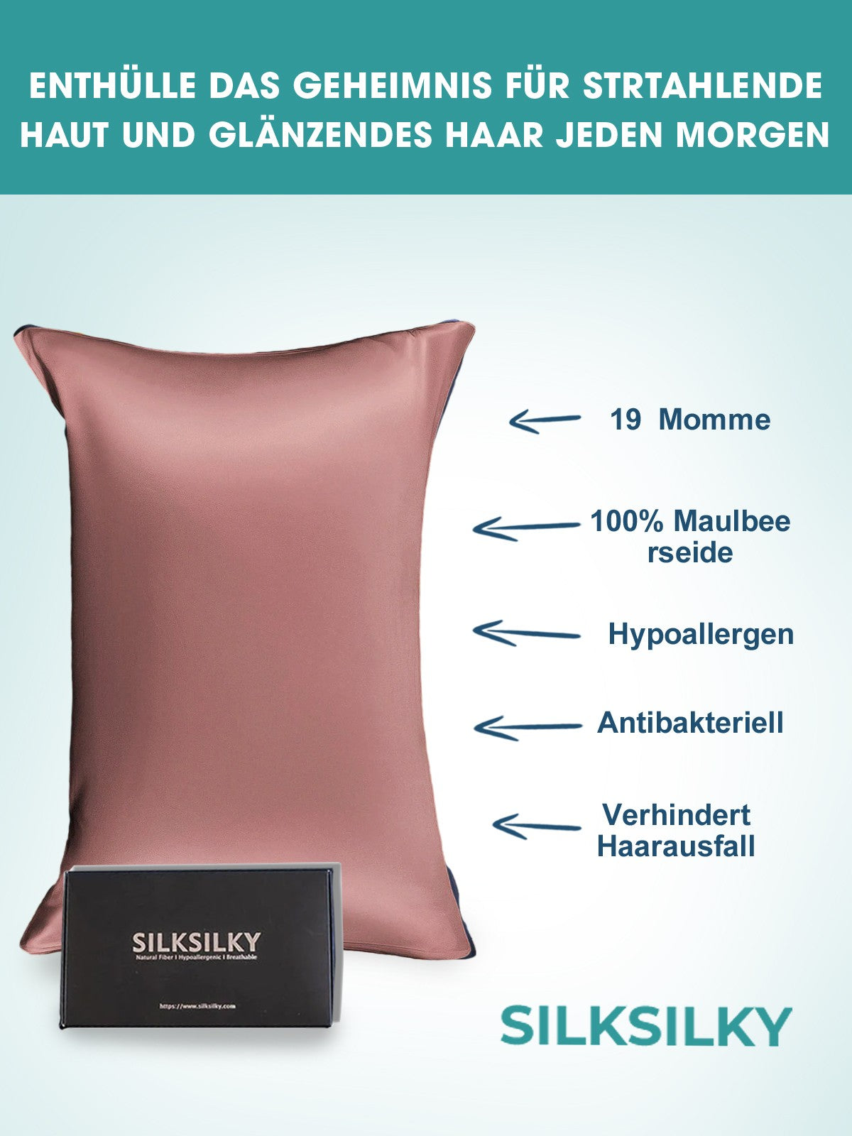 [Pale Mauve] SilkSilky-AU 19Momme Pure Silk Pillowcase 002