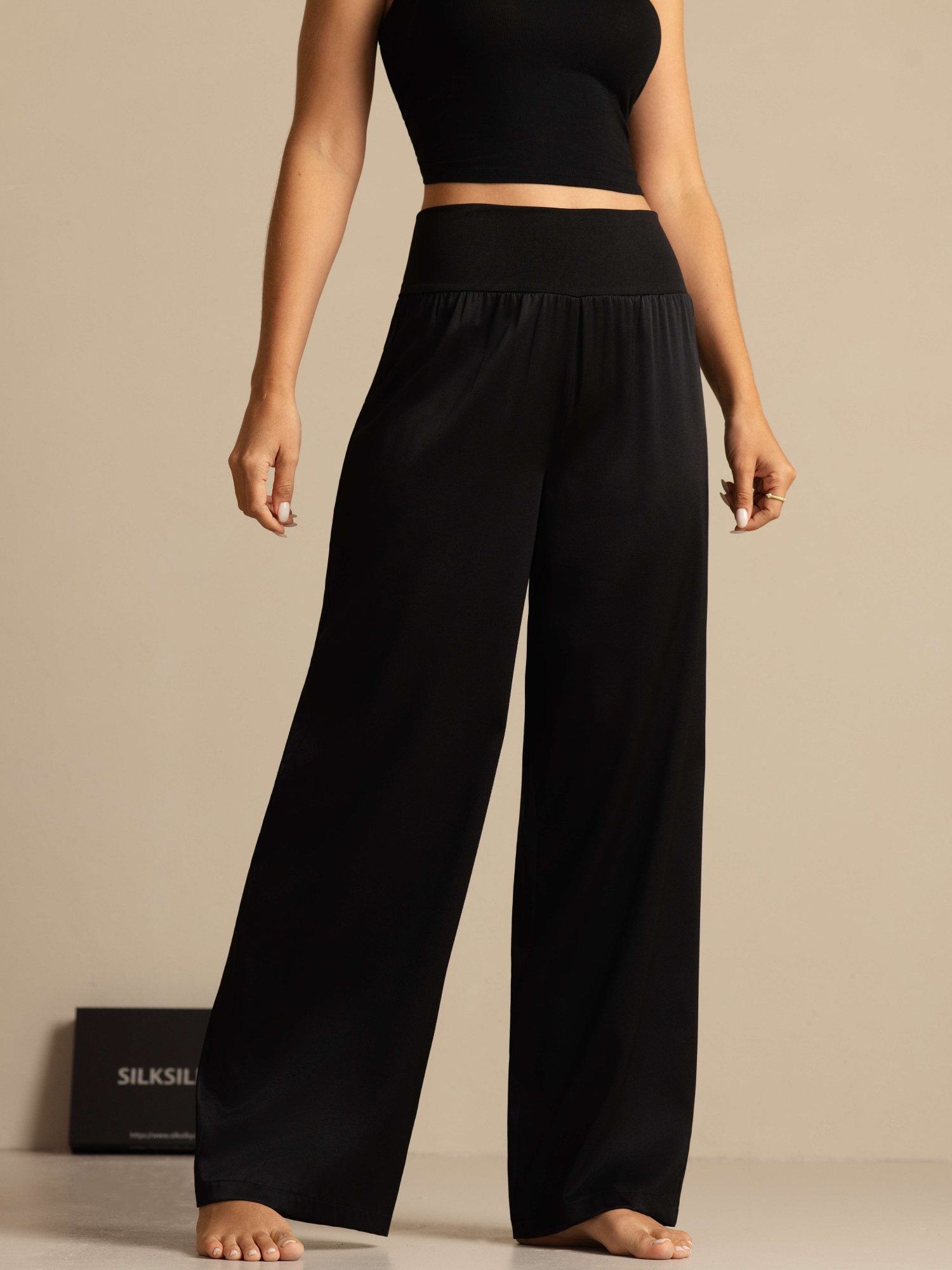 [Black] SilkSilky-AU 19Momme Silk Womens Pants 003