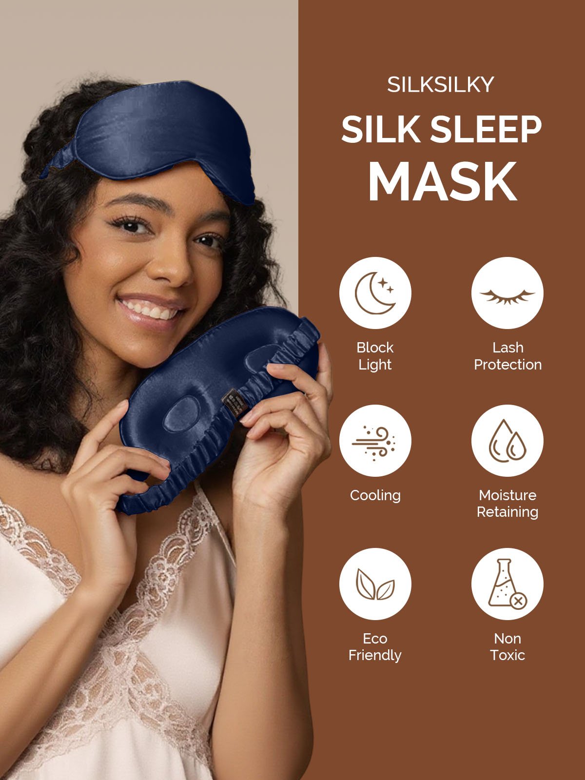 [Dark Blue] SilkSilky-AU 22Momme Pure Silk Eye Mask 003