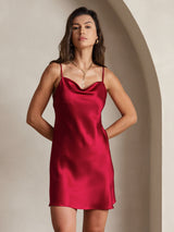 [Wine] SilkSilky-AU Sleeveless Cowl Neck Dress 006