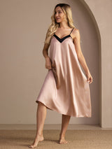 [Tuscany] SilkSilky-AU Spaghetti Strap V Neck Nightgown 003