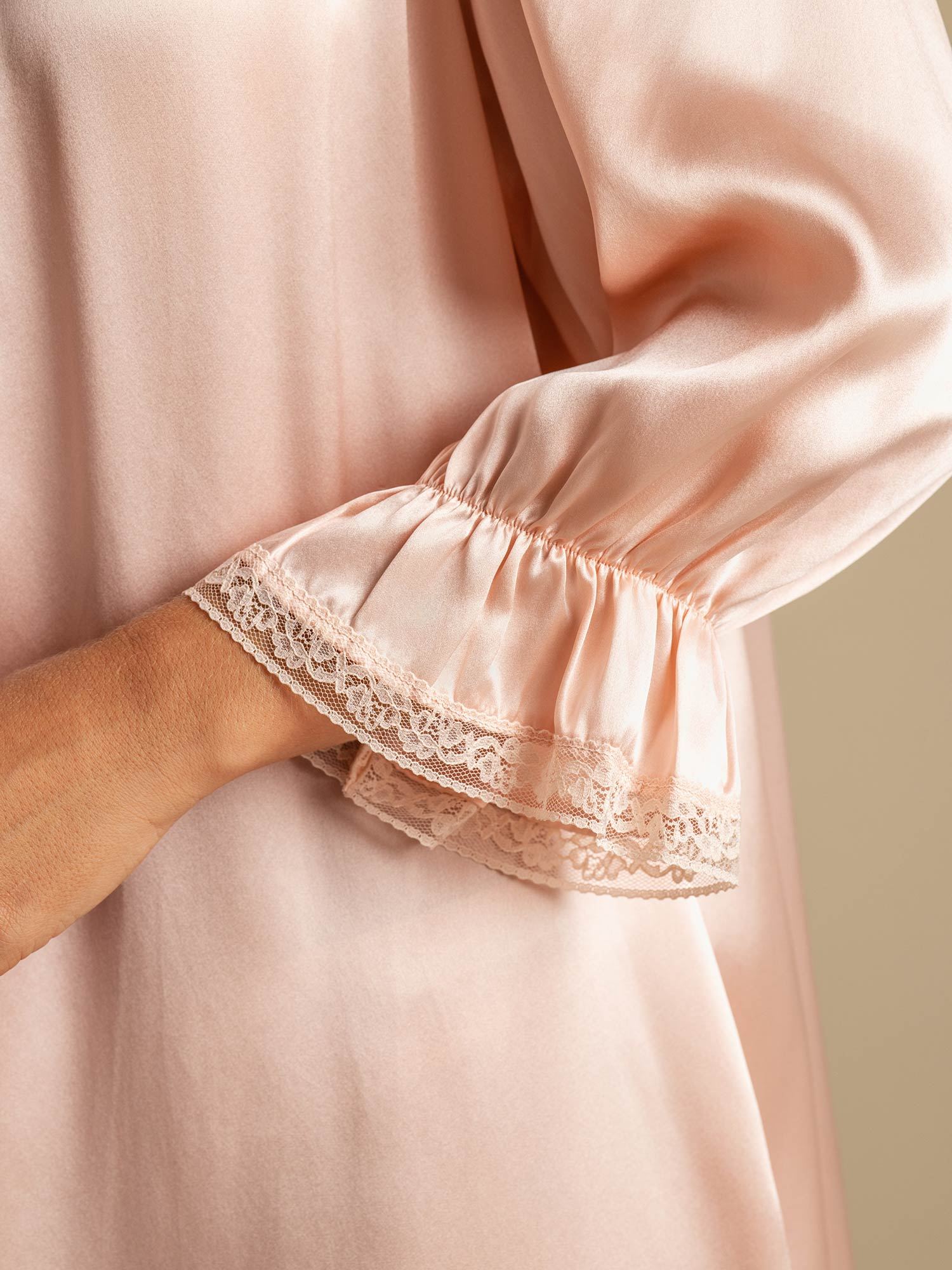 [LightPink] SilkSilky-AU Pure Silk Square Neck Nightgown 006