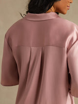 [Peach Skin] SilkSilky-AU 19Momme Machine-Washable Silk Half Sleeve Notch Collar Women's Pyjamas 002