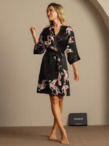 [Black] SilkSilky-AU 3/4 Sleeve Women's Dressing Gown 005