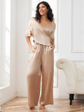 SilkSilky AU Pure Silk Half Sleeve Womens Pajamas Champagne 006