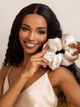 [Beige] SilkSilky-AU Scrunchie 001